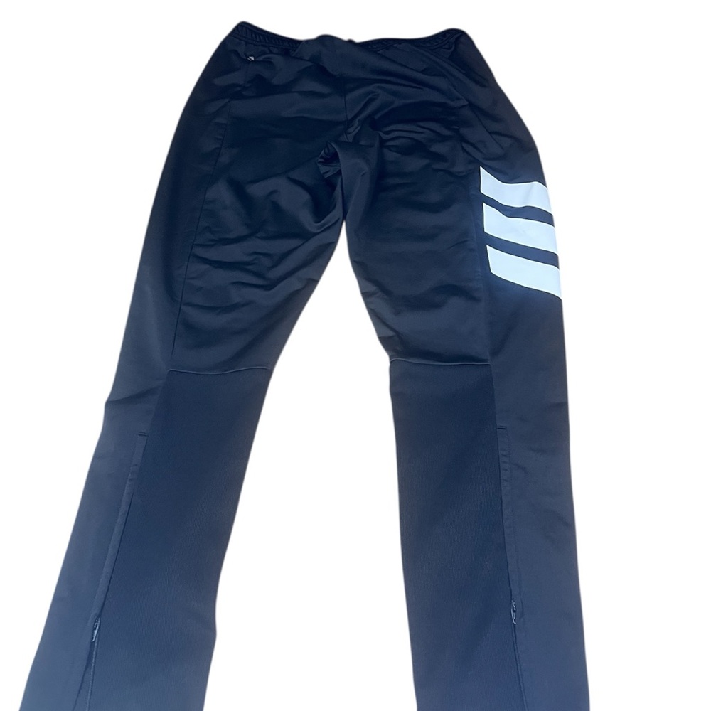 Adidas black Athletic Track Pants with White Stripe Detail Size large